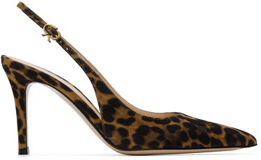Кецове и обувки Gianvito Rossi Leopard Print Suede Slingback Pumps Кафяво | G95433-85RIC-CMD, 0