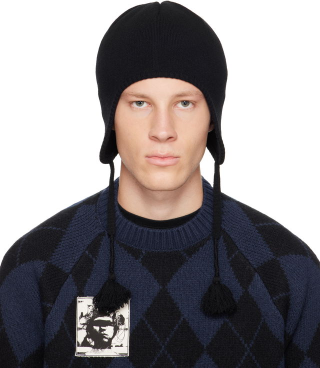 Wool Ear Flap Beanie with Tassels