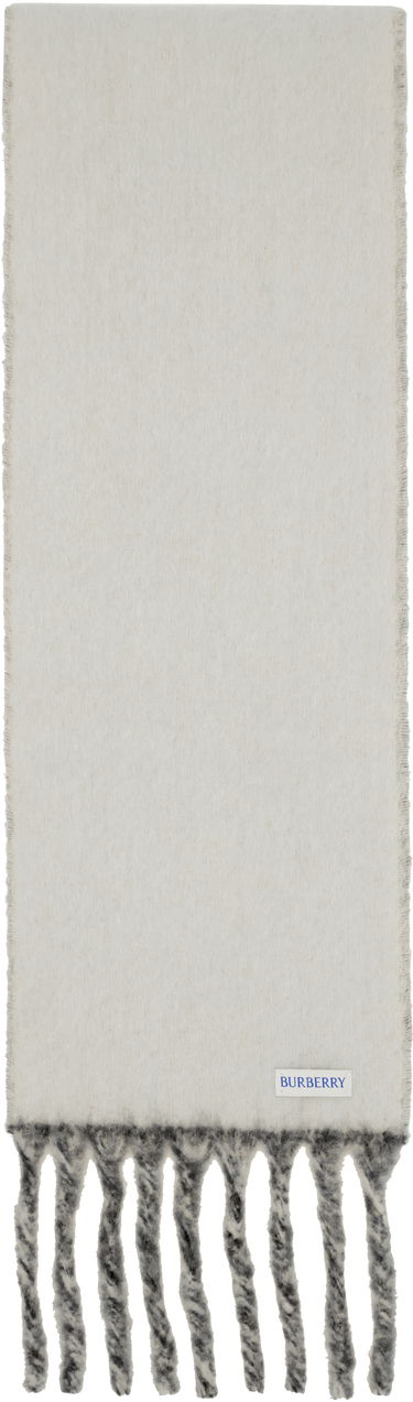 Шал Burberry Burberry Alpaca Wool Blend Logo Scarf Черно | 8114081, 1