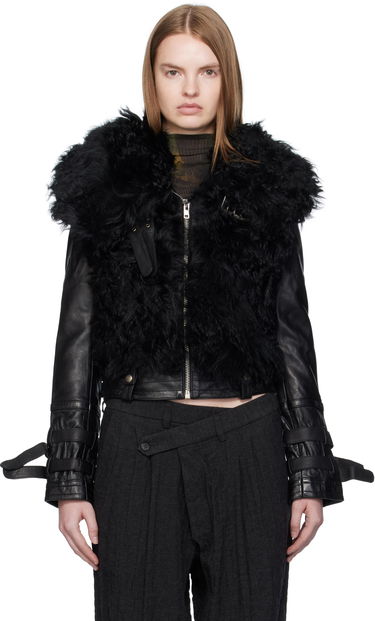 Яке R13 R13 Furry Shrunken Shearling Jacket Черно | R13WR419-R544A, 0