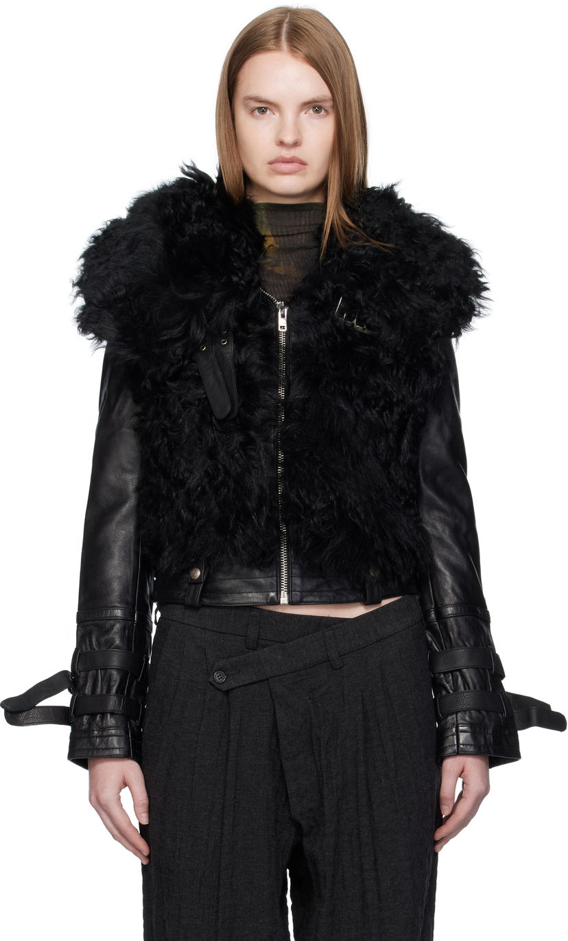 Яке R13 R13 Furry Shrunken Shearling Jacket Черно | R13WR419-R544A