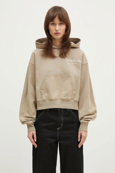 Суитчър Sporty & Rich Sporty & Rich Vendome Script Embroidered Cropped Hoodie Бежово | ST074516232GY15, 0