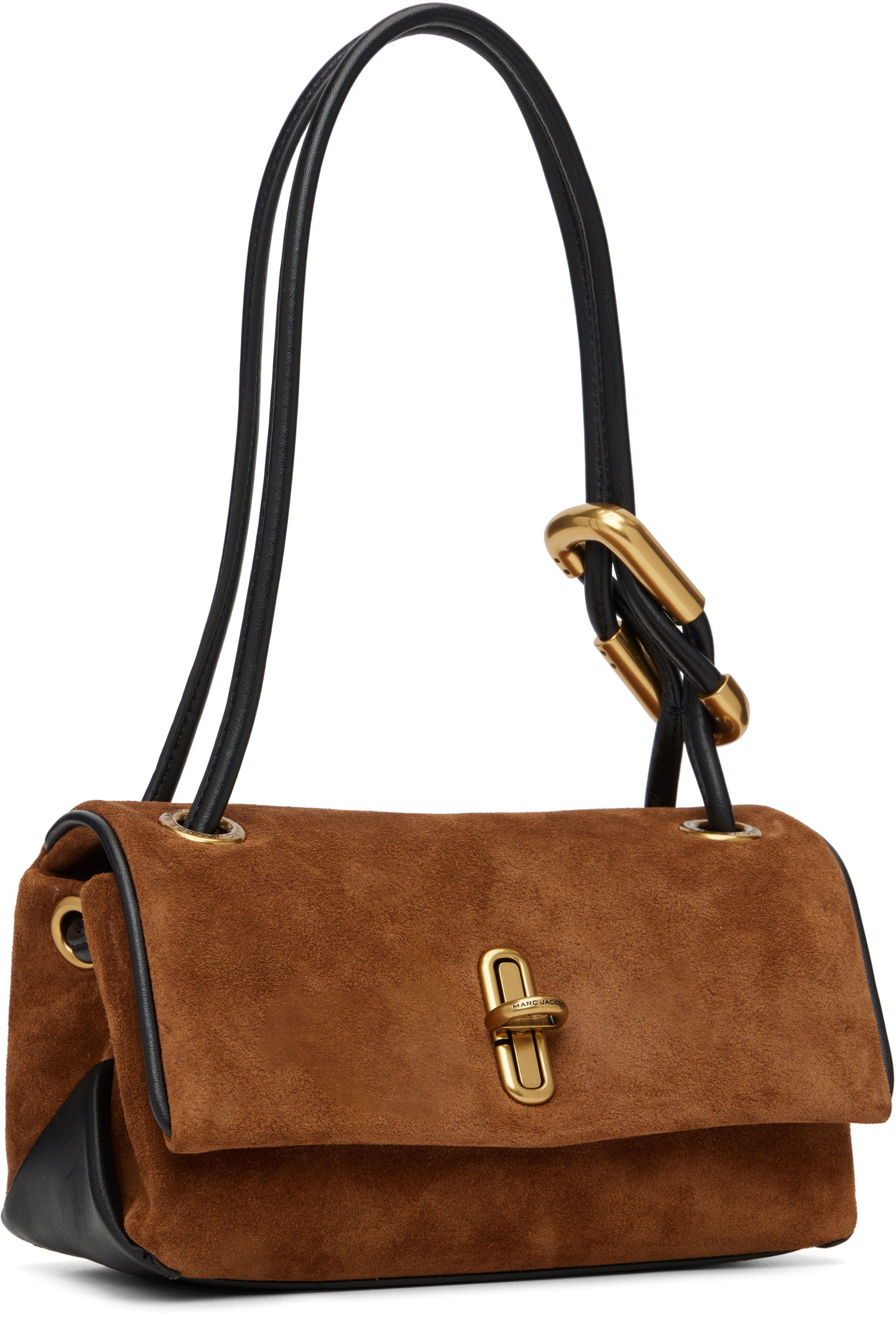 Дамска чанта Marc Jacobs The Suede Mini Dual Flap Bag with Gold-Tone Clasp Кафяво | 2F5HSH040H01, 1