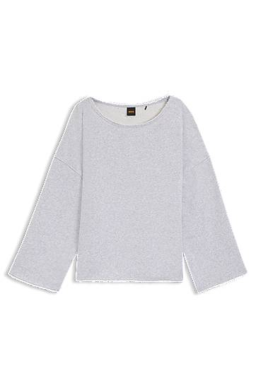 Суитчър BOSS Loose-fit cotton-blend sweatshirt with raw-cut edges Сиво | 50554274, 0
