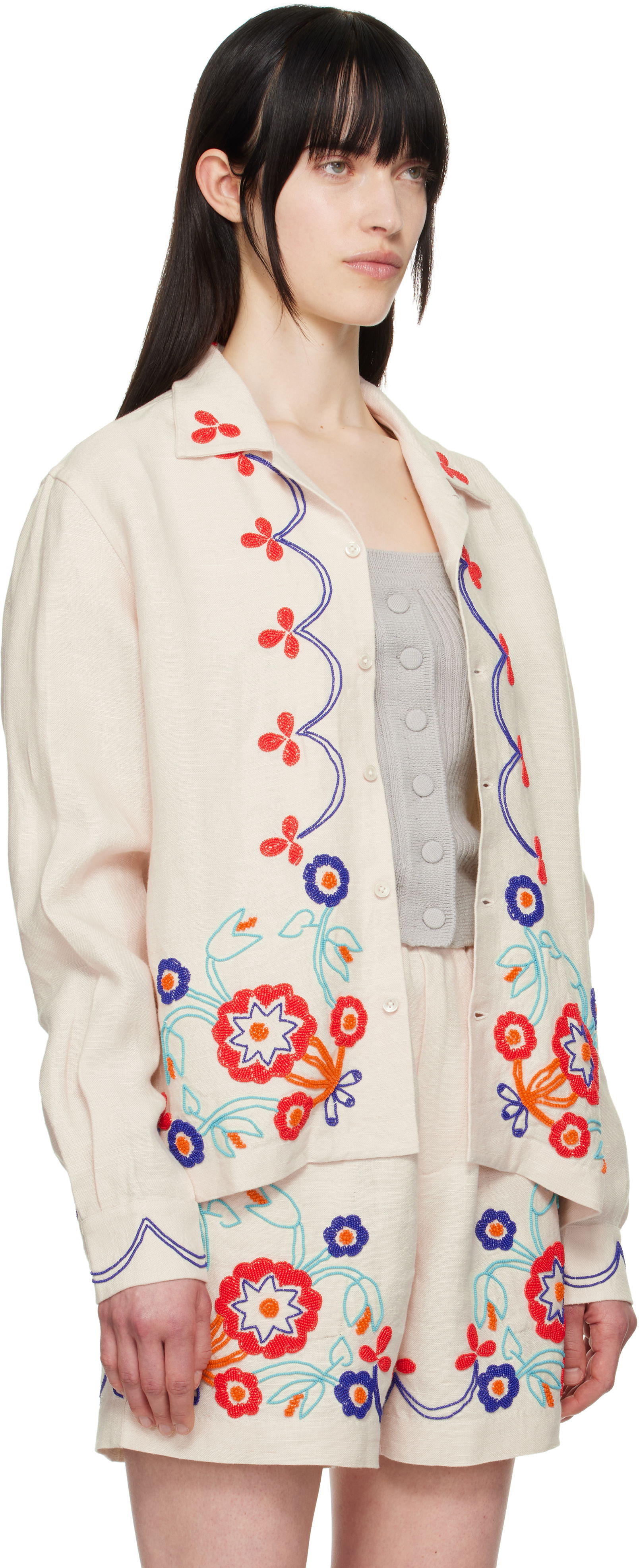 Bode Beaded Garden Party Shirt, 4