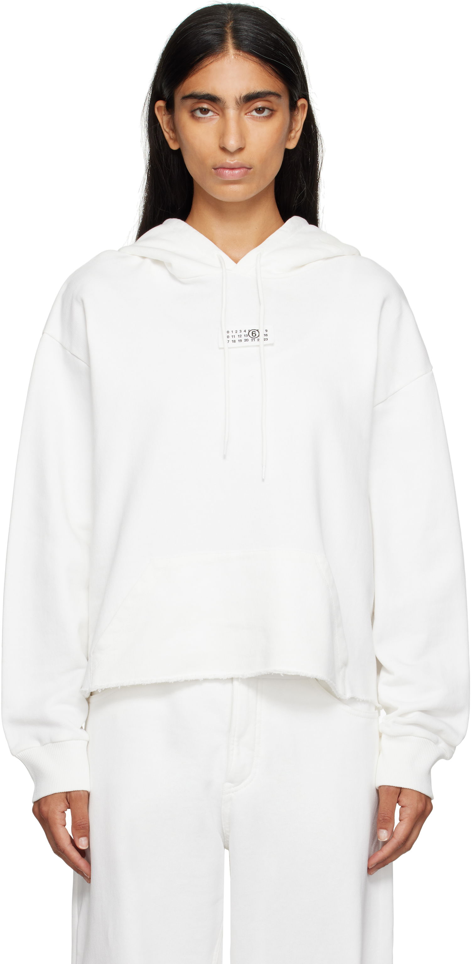 Суитчър Maison Margiela MM6 Maison Margiela Logo Patch Cropped Hoodie Бяло | S52GU0234 M25025, 0