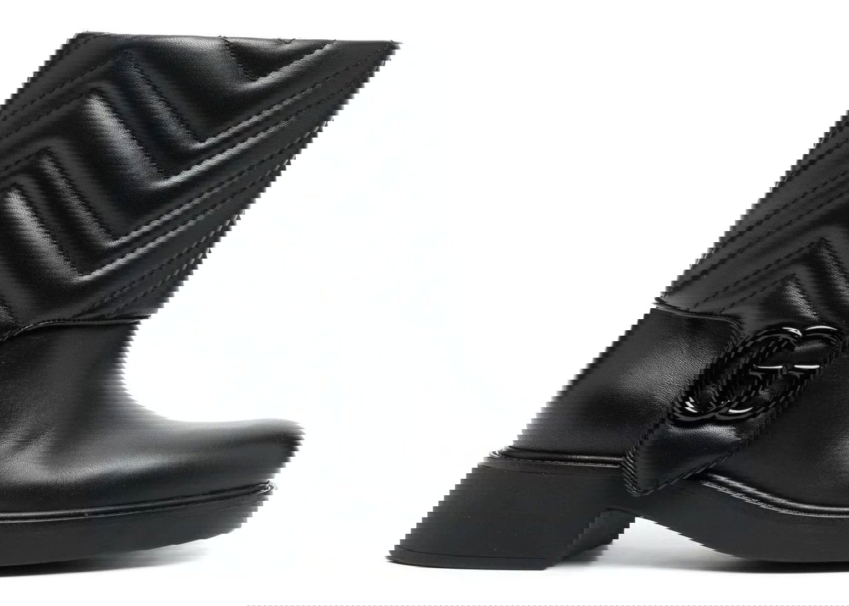 Кецове и обувки Gucci GG Leather Ankle Boot Black (Women's) Черно | 701822 BKO60 1000, 0