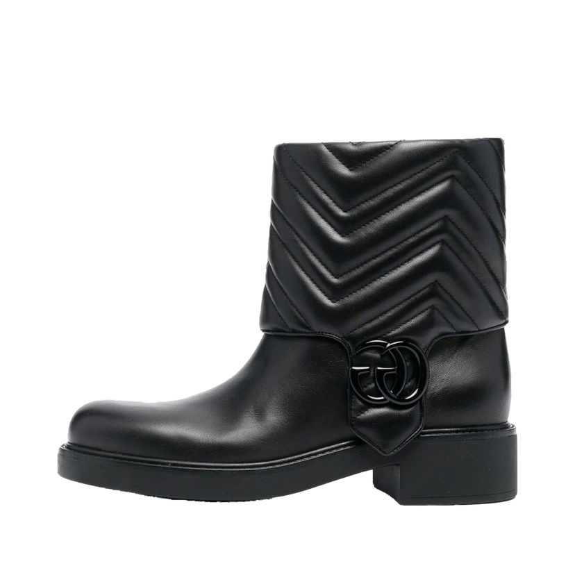 Кецове и обувки Gucci GG Leather Ankle Boot Black (Women's) Черно | 701822 BKO60 1000
