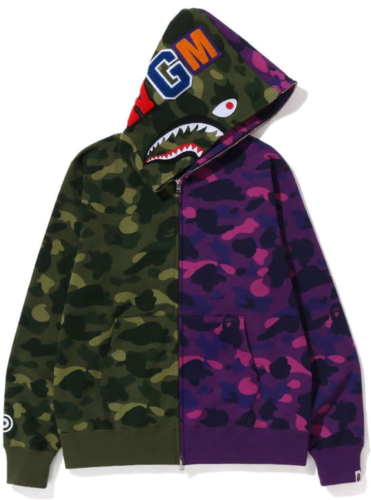 Суитчър BAPE Bape Color Camo Shark Full Zip Hoodie Green/Purple Многоцветен | 001ZPI801017M-GRN, 0