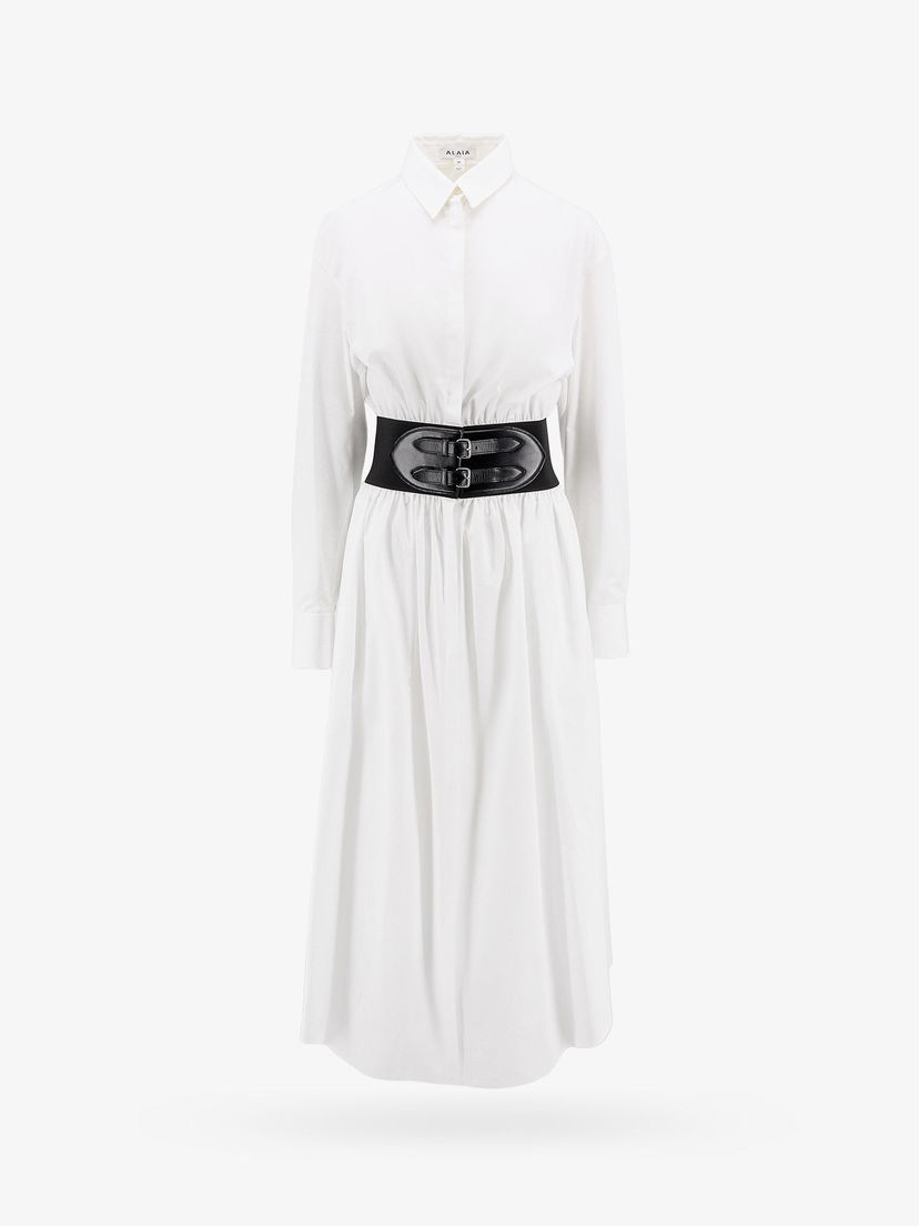 Pокля Alaïa Shirt Dress With Belt Бяло | AA9R13426T611000