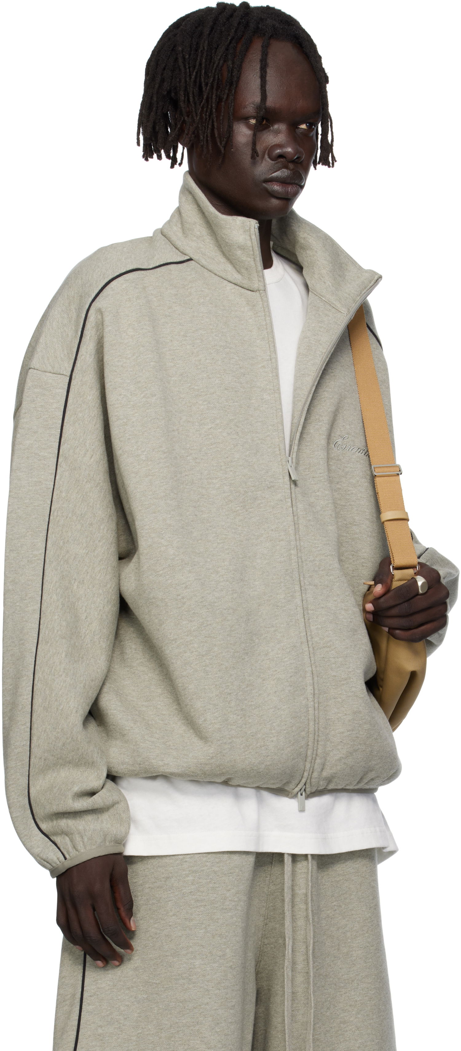 Яке Fear of God Fear of God ESSENTIALS Modern Fit Fleece Track Jacket Сиво | 202SP256895F, 1