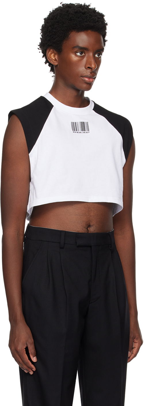 Съкратен топ VETEMENTS VTMNTS Colorblock Cropped Sleeveless T-Shirt Бяло | VL16TR640B, 1