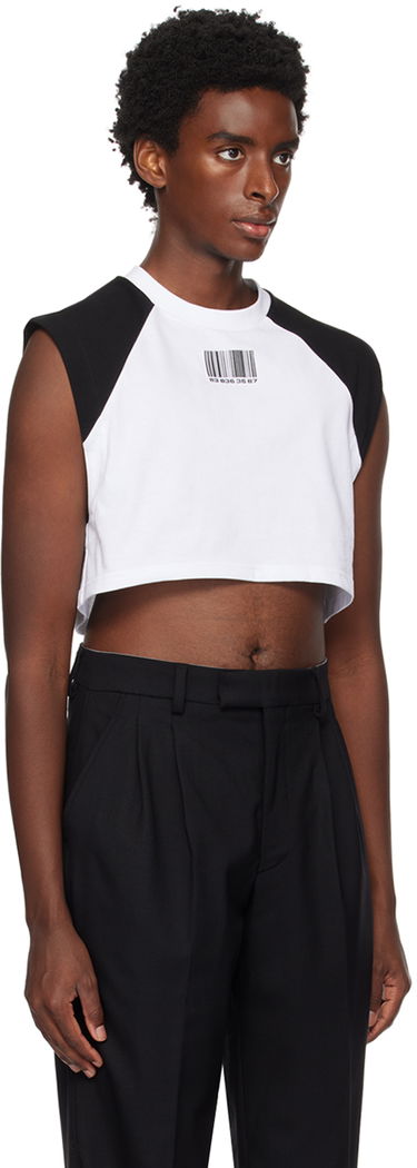 Съкратен топ VETEMENTS VTMNTS Colorblock Cropped Sleeveless T-Shirt Бяло | VL16TR640B, 1