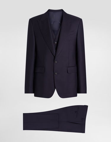 Комплект Dolce & Gabbana Dolce & Gabbana Single-Breasted Micro-Patterned Three-Piece Suit Тъмно синьо | GK02XTFM2GSS8031, 0