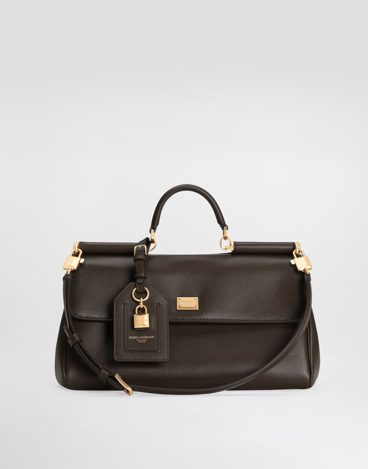 Дамска чанта Dolce & Gabbana Dolce & Gabbana My Sicily Leather Handbag Кафяво | BB7782B732180076, 1