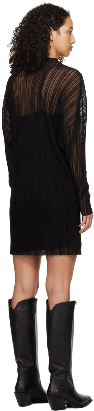 Pокля Anine Bing Anine Bing Clare Pleated Sheer Mini Dress Черно | A-02-0442-000, 2