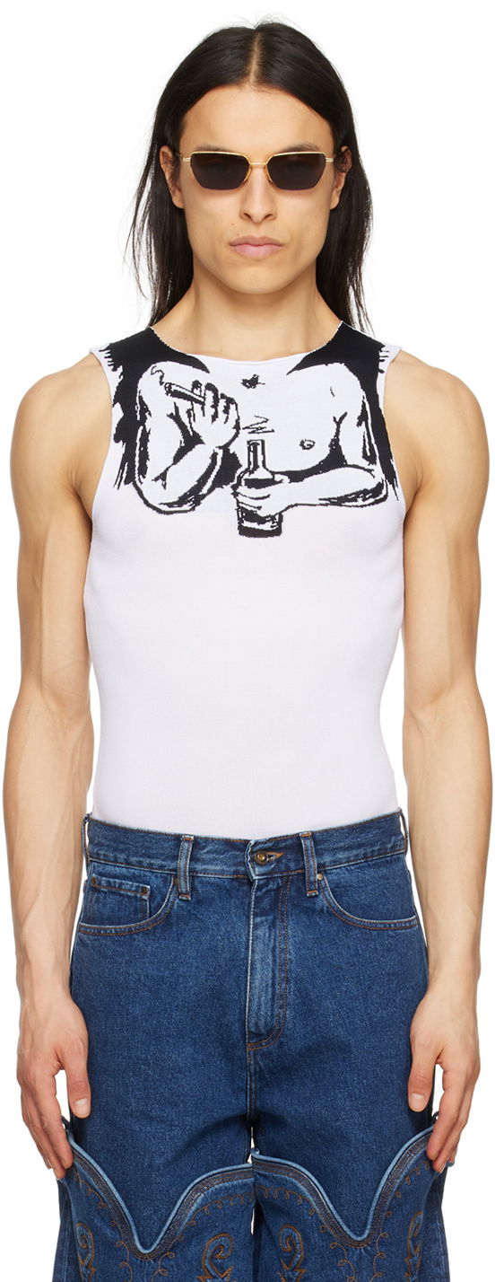 Потник Y/PROJECT Sleeveless Tattoo Print Tank Top Бяло | MTOP5-S24, 0