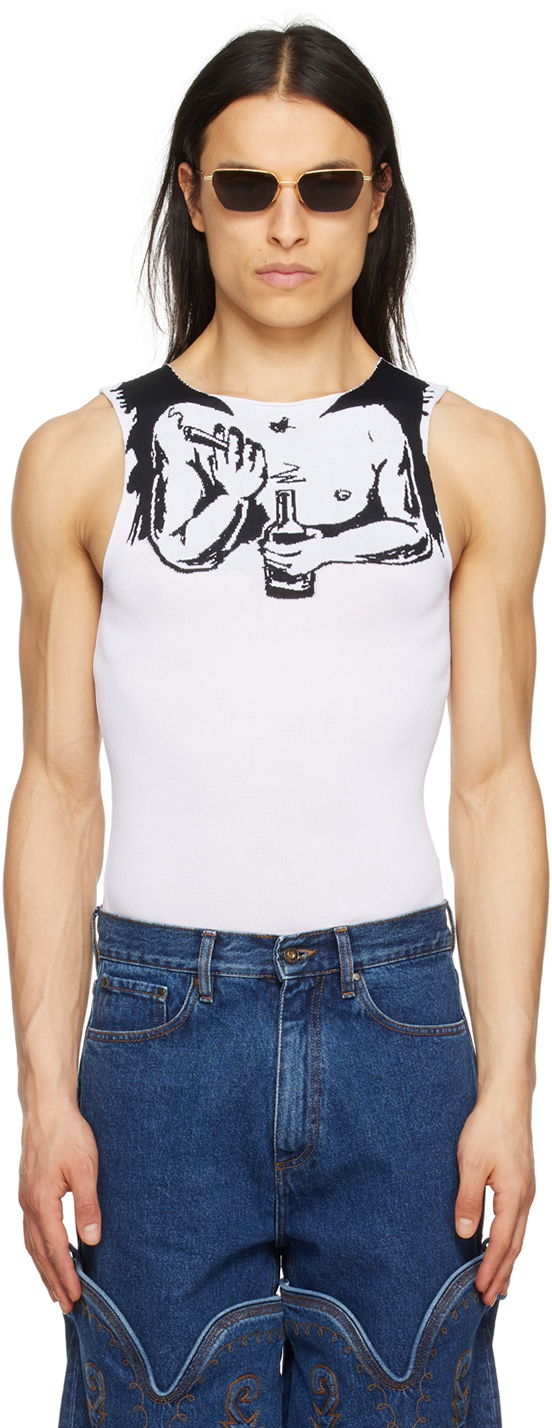 Потник Y/PROJECT Sleeveless Tattoo Print Tank Top Бяло | MTOP5-S24