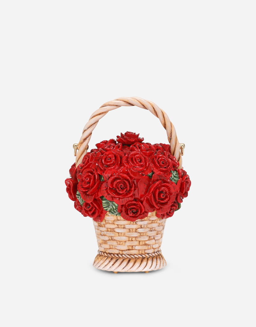 Дамска чанта Dolce & Gabbana Dolce Box Ceramic Rose Basket Handbag Червено | BB6596AU6898I952