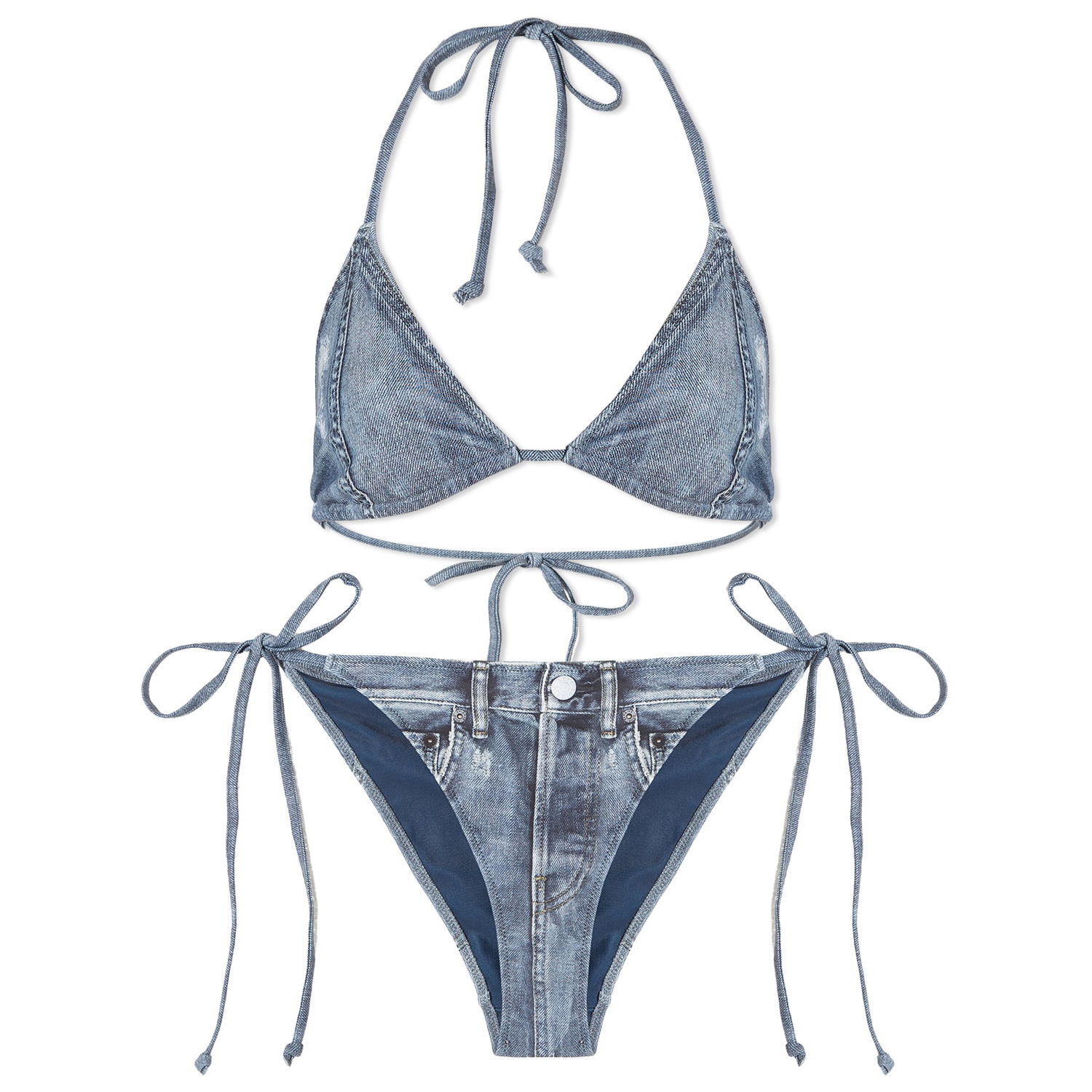 Бански Acne Studios Denim Print Bikini Синьо | AJ0013-822, 0