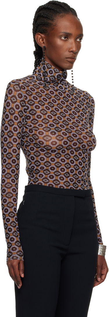 Тениски и потници Dries Van Noten Dries Van Noten Transparent Mesh Long-Sleeve Turtleneck with Geometric Print Многоцветен | 252-011121-2623, 1