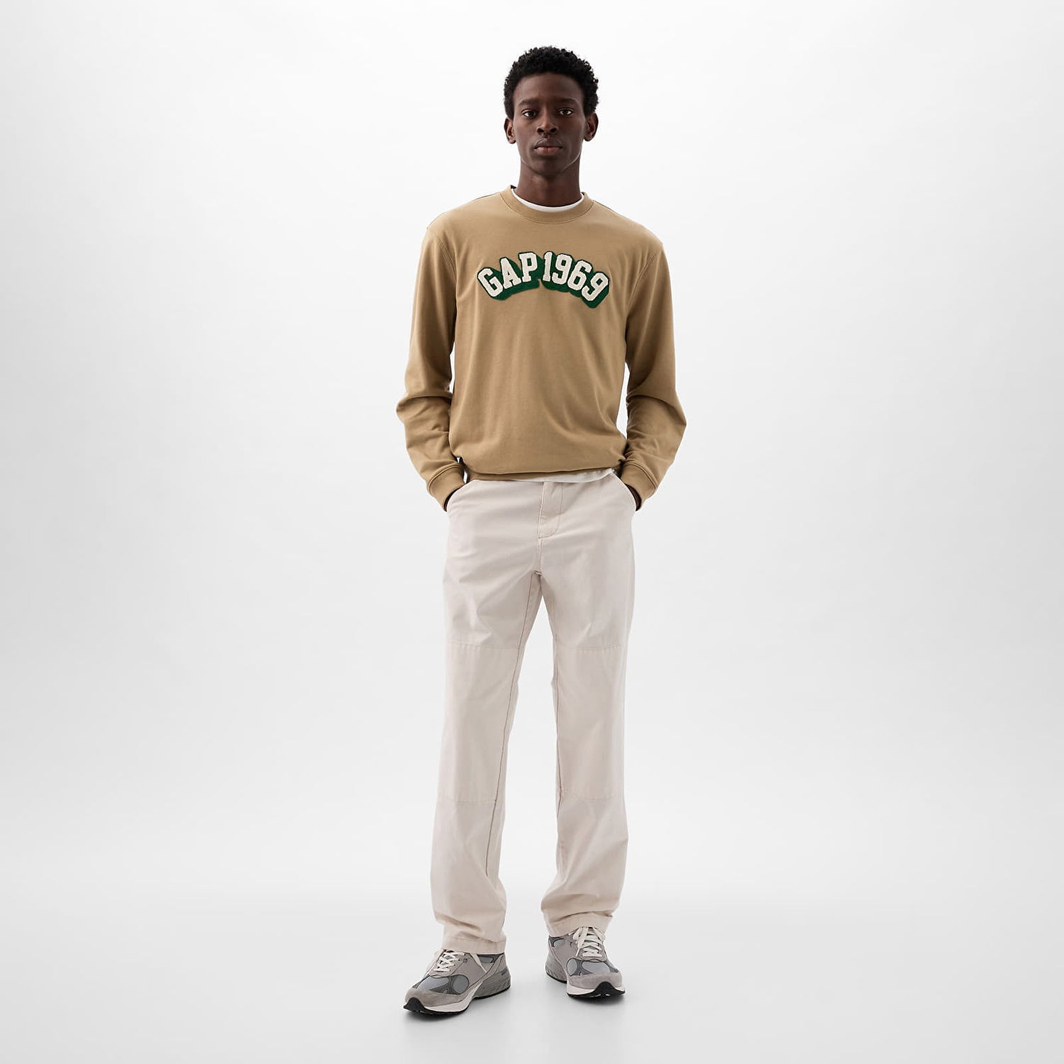 Суитчър GAP Logo Crewneck Sweatshirt Perfect Khaki Зелено | 829103-08, 1