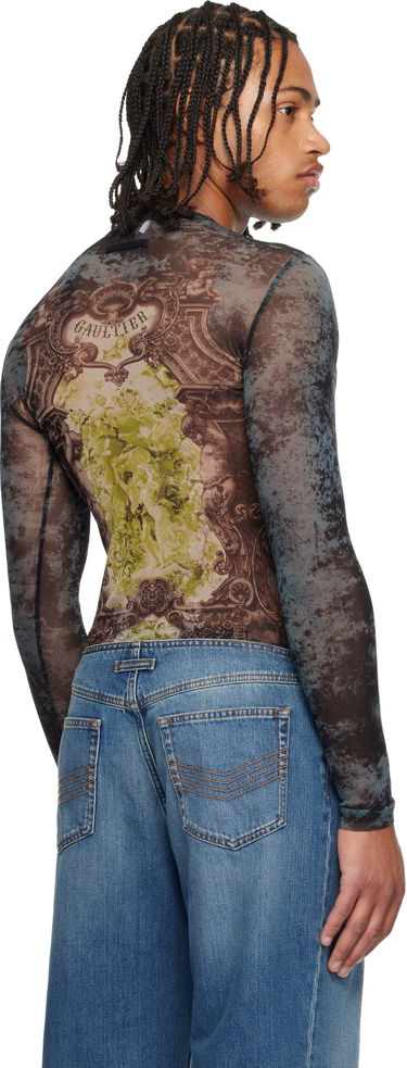 Тениски и потници Jean Paul Gaultier The Blue Médaillon Printed Long Sleeve Mesh Top Многоцветен | 25/04-W-TO305-M006P-005740, 2