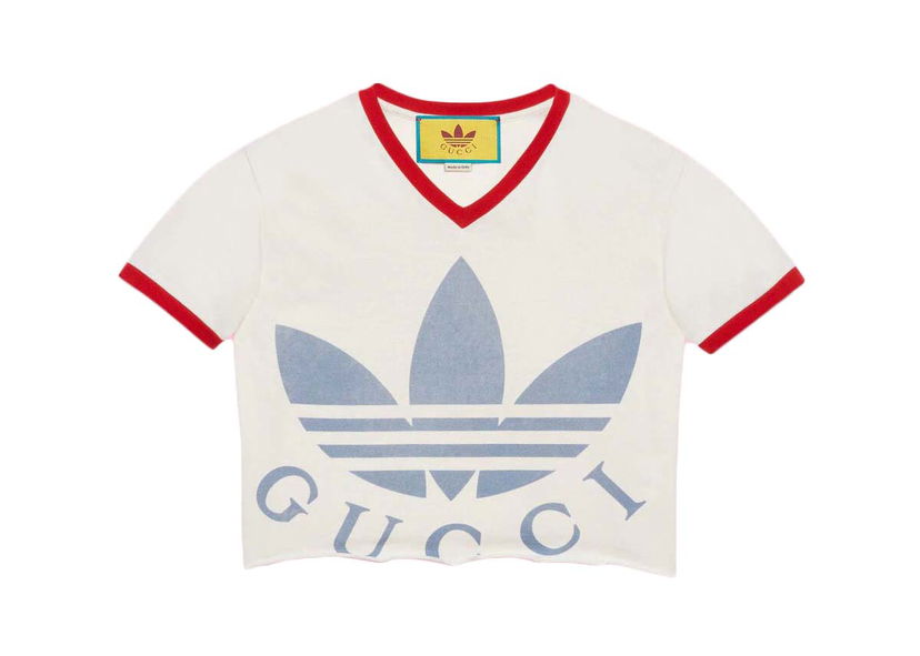 Съкратен топ Gucci adidas x Cropped T-Shirt White Бяло | 693637 XJEB1 9095