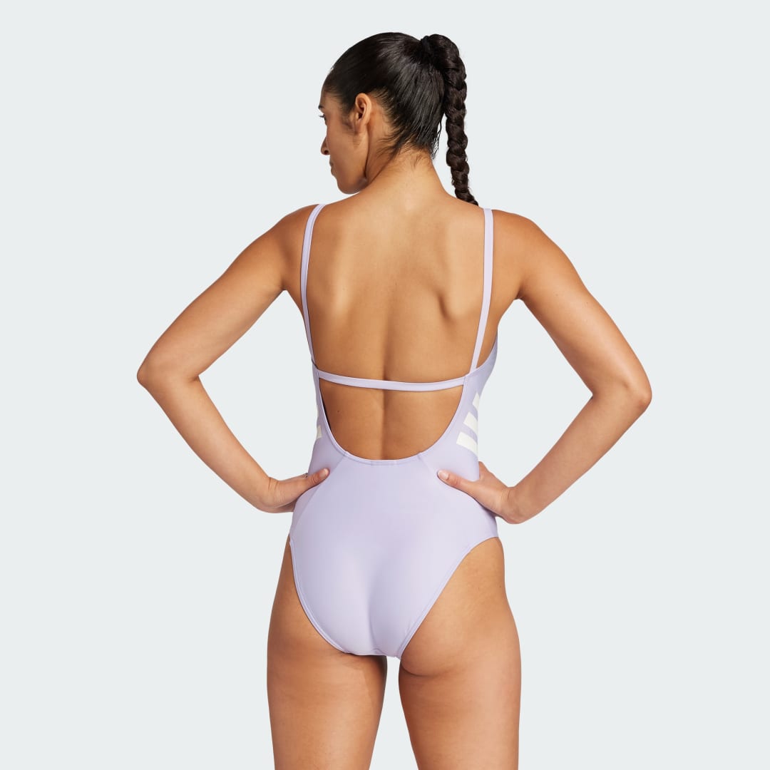 Бански adidas Performance 3-Stripes U-Back One Piece Swimsuit Лилаво | JI6030, 1