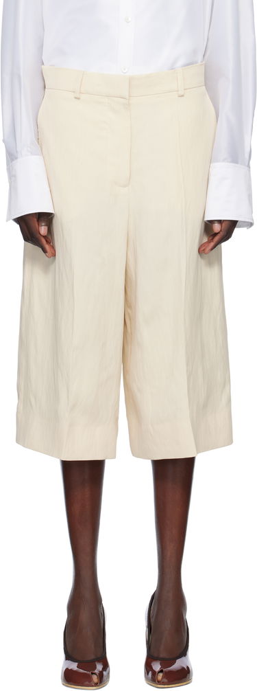 Къси панталони Stella McCartney Stella McCartney Linen Culotte Shorts Бежово | 640251STA49, 0