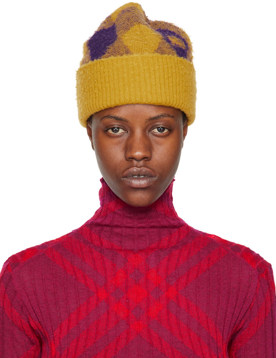 Шапка Burberry Argyle Beanie Жълто | 8077627, 0