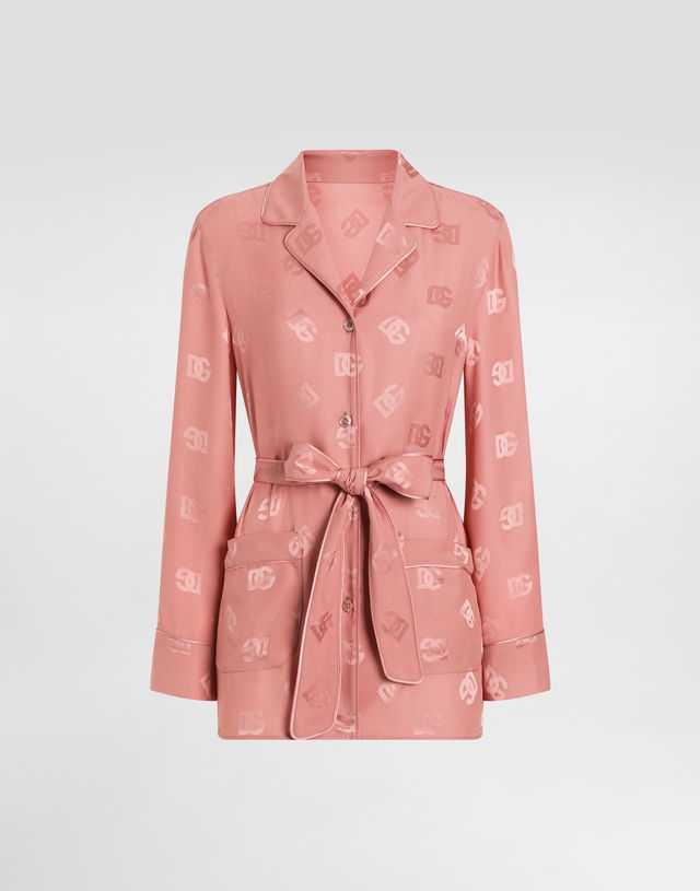 Dolce & Gabbana Silk Jacquard Pajama Shirt with DG Logo