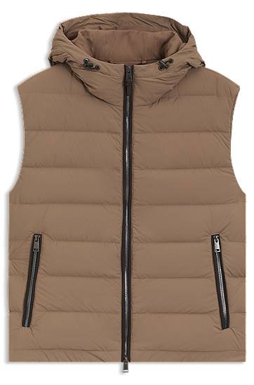Hooded Water-Repellent Down-Filled Gilet