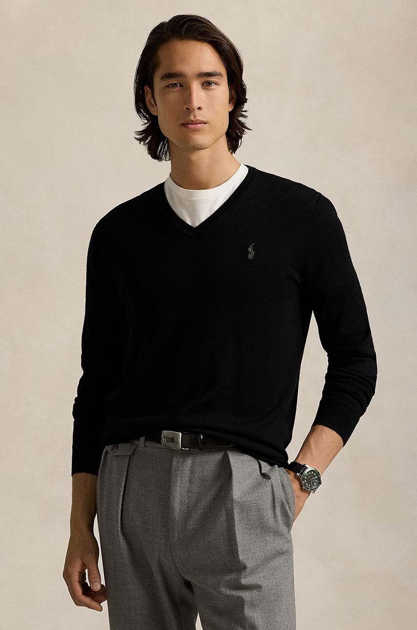 Пуловер Polo by Ralph Lauren V-Neck Sweater Черно | 710946142