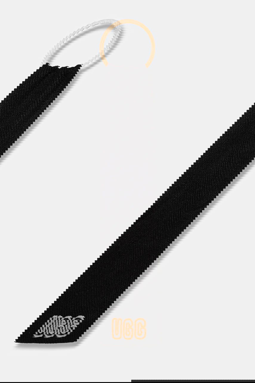 Шал UGG CHUNKY Wool Blend Scarf with Embroidered Logo Черно | 102787, 0