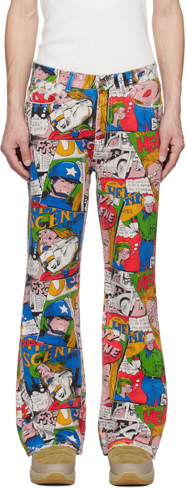 Дънки ERL ERL Comic Print Flare Jeans Многоцветен | ERL06P011, 0