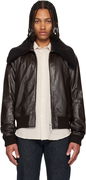 Pharos Shearling Collar Leather Bomber Jacket