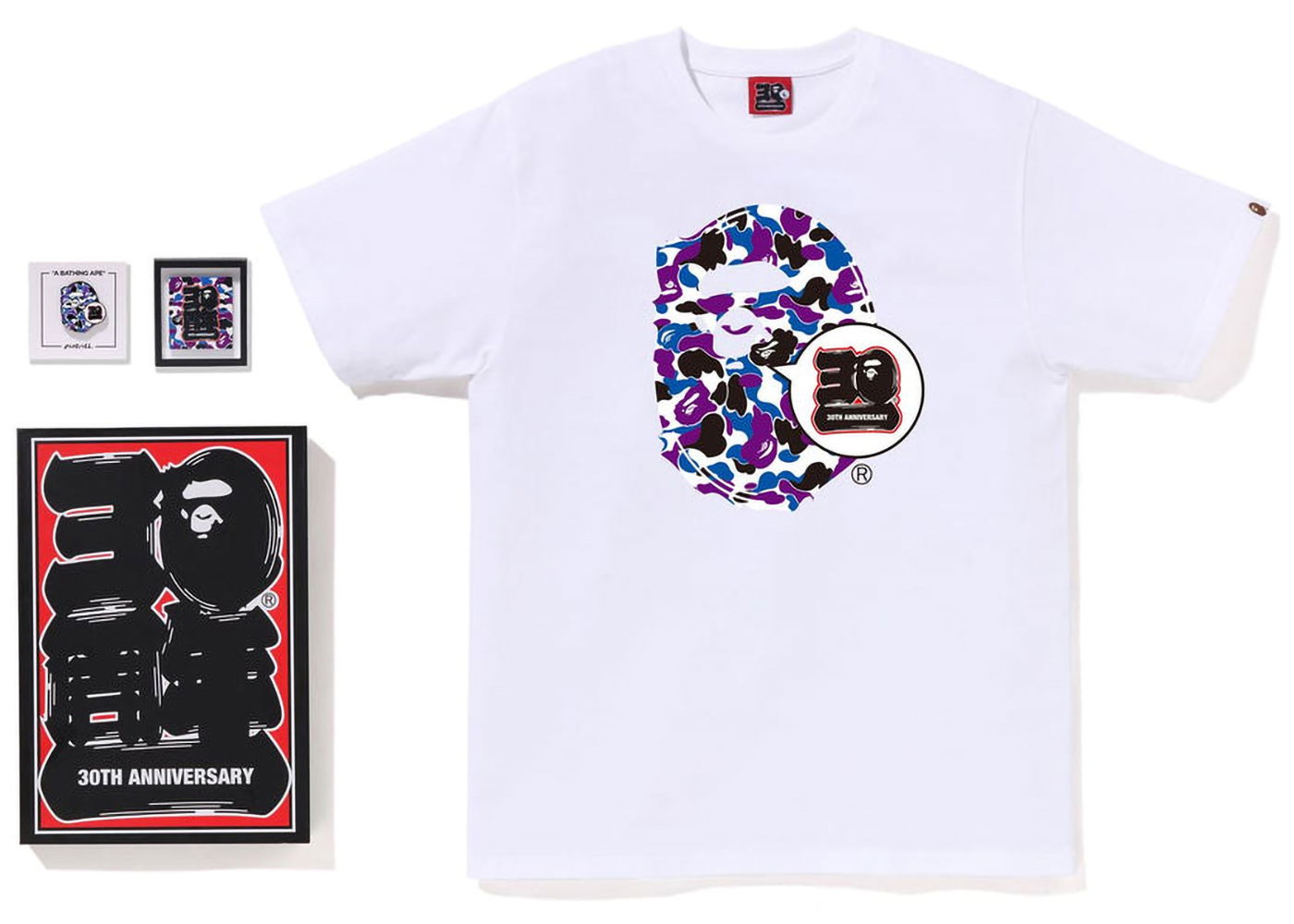 Тениска BAPE Store Hong Kong 30th Anniversary Ape Head Tee Set Бяло | 1J22-110-033, 0
