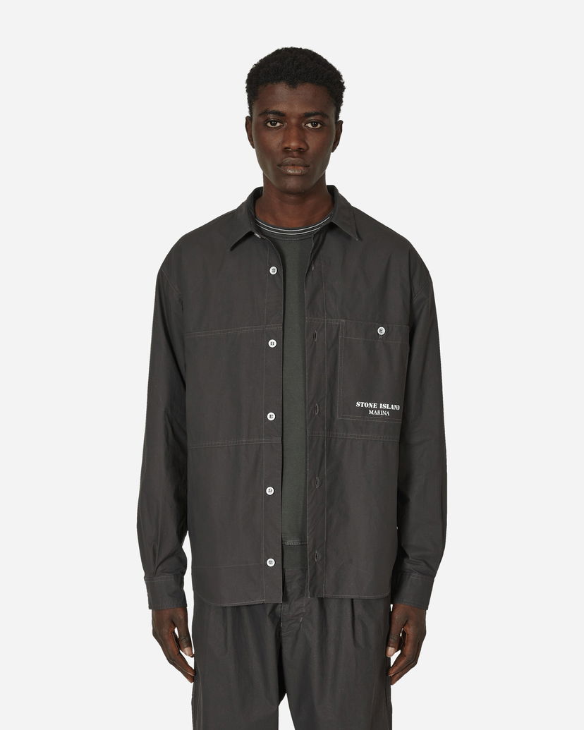 Риза Stone Island Marina Pleated Cotton Canvas Overshirt Сиво | 8015109X3 V0065