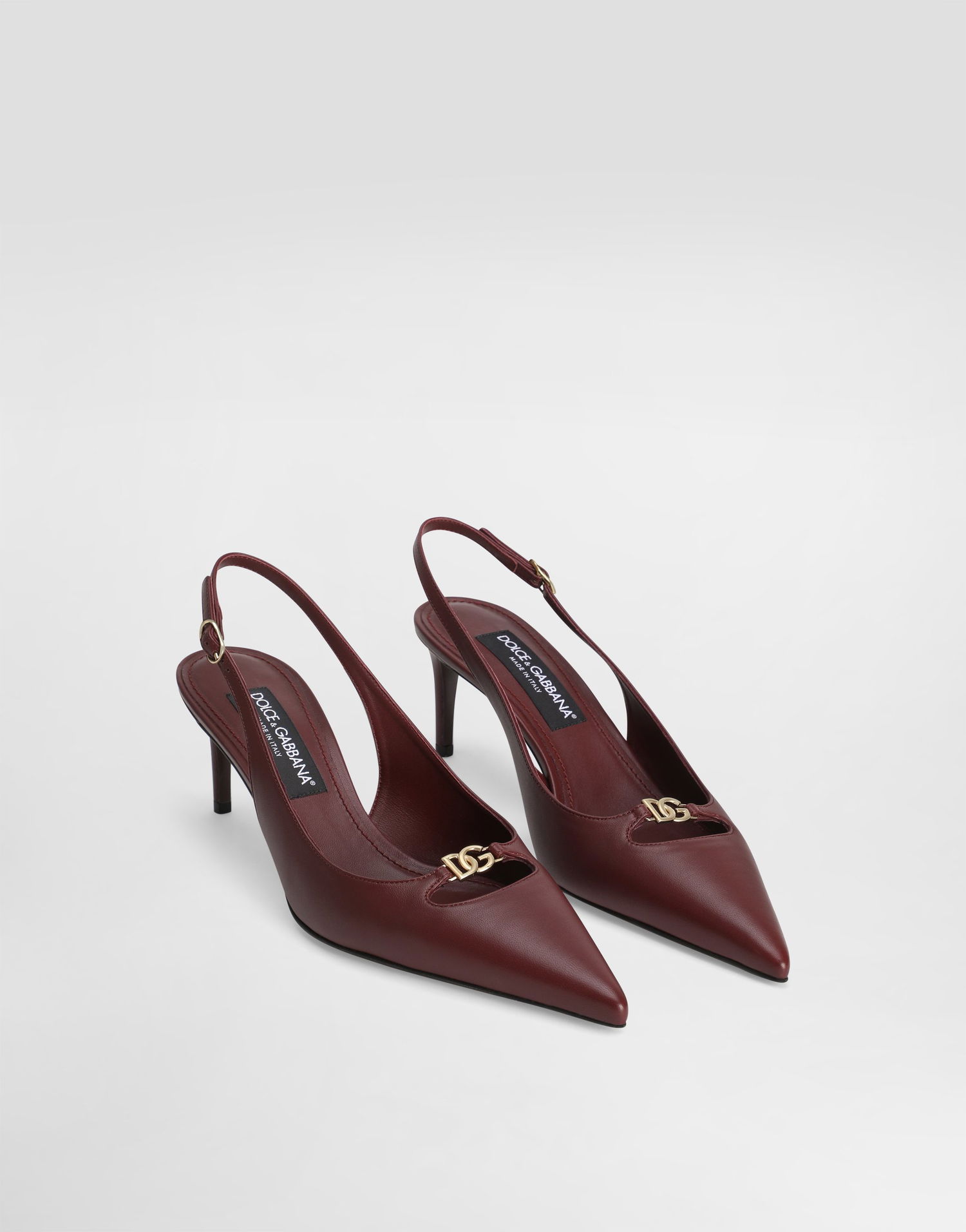 Аксесоари Dolce & Gabbana Dolce & Gabbana Silk-Effect Nappa Leather Slingbacks Бургунди | CG0796A195380346, 1