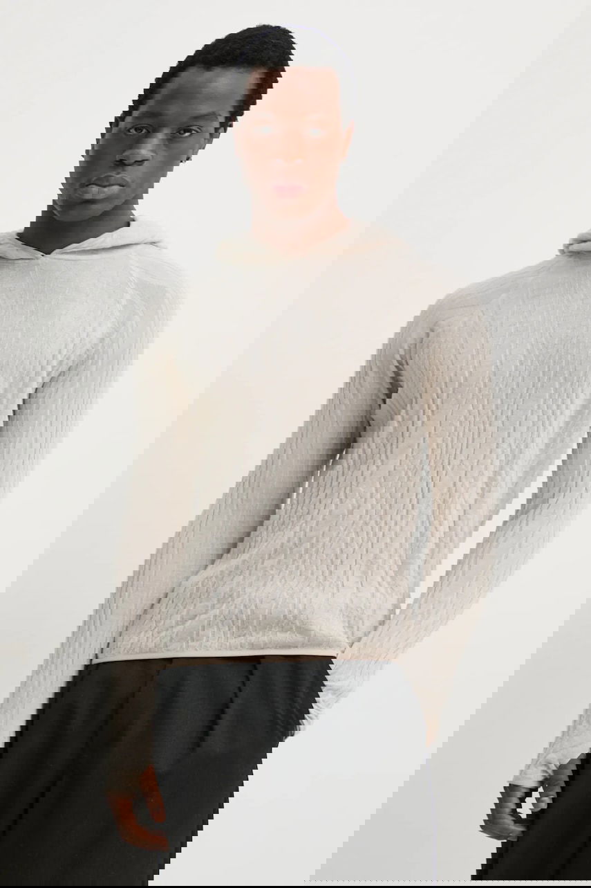 Суитчър HELIOT EMIL Lightweight Wavy Textured Wool Hoodie Бежово | SS25.M.07.070.ST18, 0