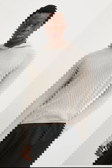 Суитчър HELIOT EMIL Lightweight Wavy Textured Wool Hoodie Бежово | SS25.M.07.070.ST18, 0