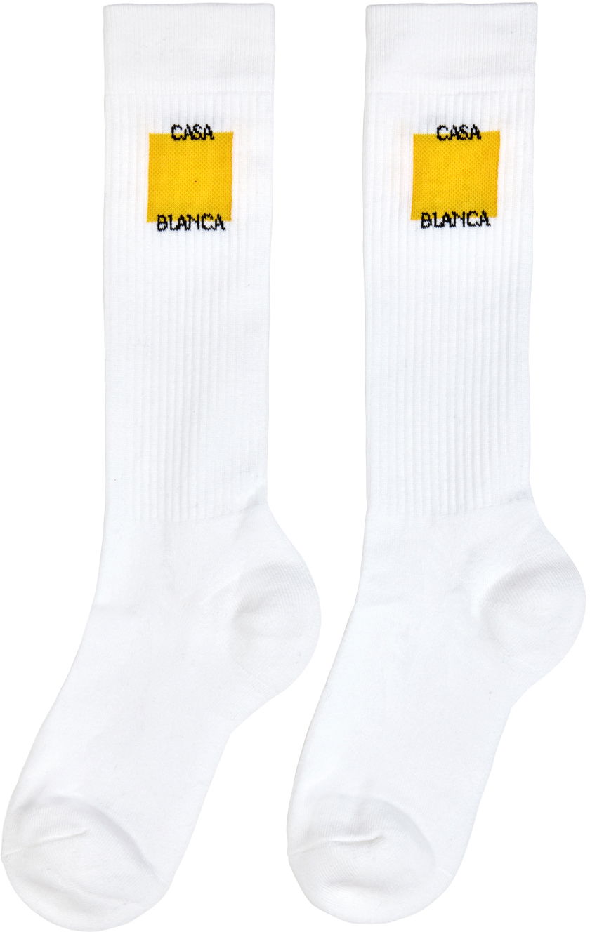 Чорапи Casablanca Casablanca Square Socks Бяло | AS24-ACC-077-03, 1