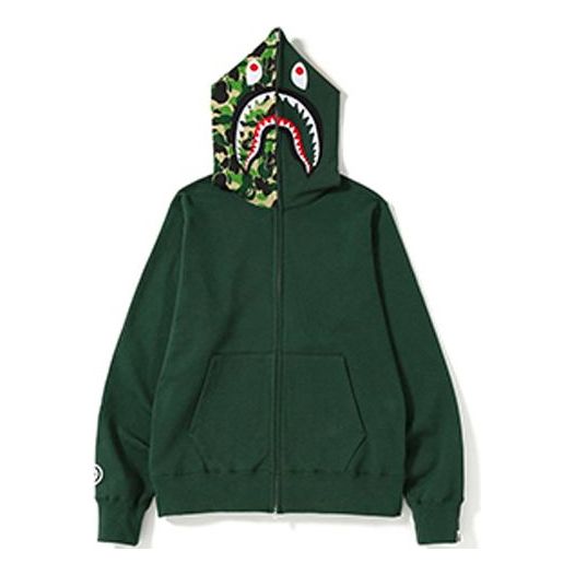 Суитчър BAPE Bathing Ape Shark Camo Full Zip Hoodie Зелено | BAPE-SS19-4