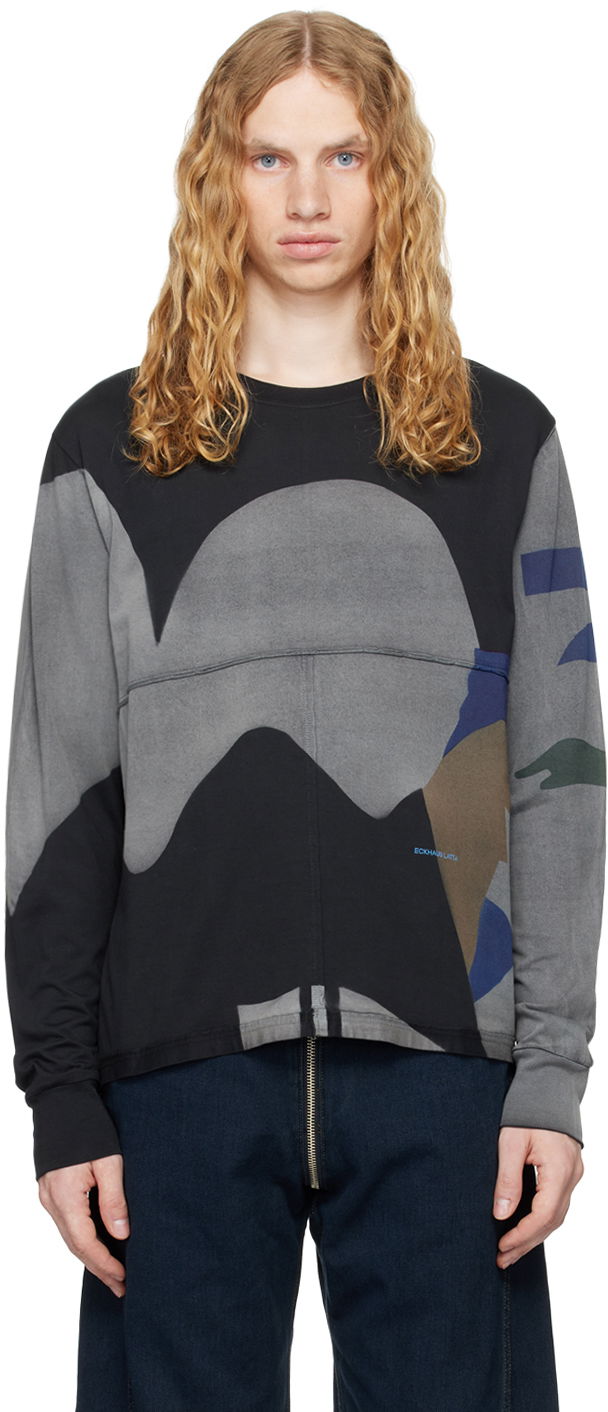 Тениска Eckhaus Latta Lapped Long Sleeve T-shirt Черно | 302-EL-PF24-M - MYSTERY, 0