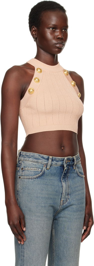 Пола Balmain Balmain Halterneck Knit Cropped Top Черно | EF1AB390KB07, 4