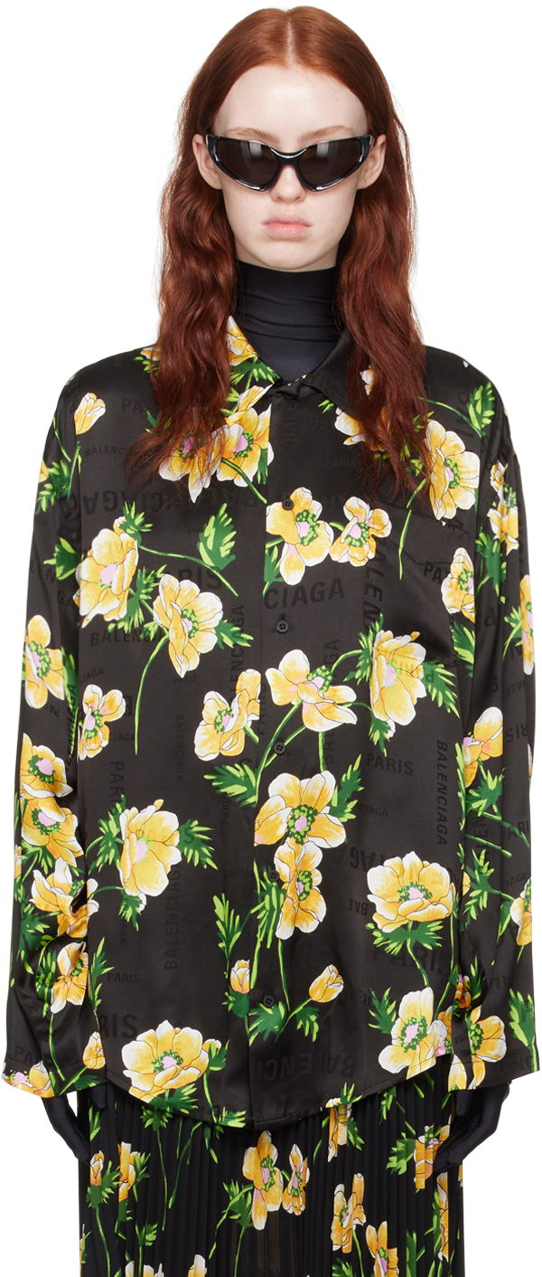 Риза Balenciaga Floral Shirt Черно | 681631 TPL45, 0