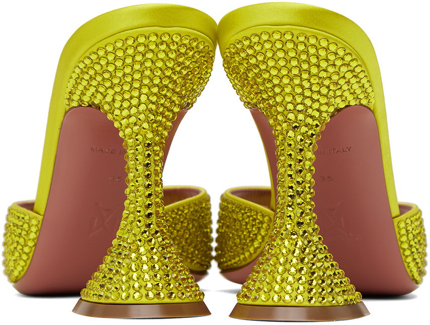 Аксесоари Amina Muaddi Amina Muaddi Caroline Crystal Heeled Sandals Жълто | CAROLINE CRYSTAL SLIPPER CL HEEL, 1