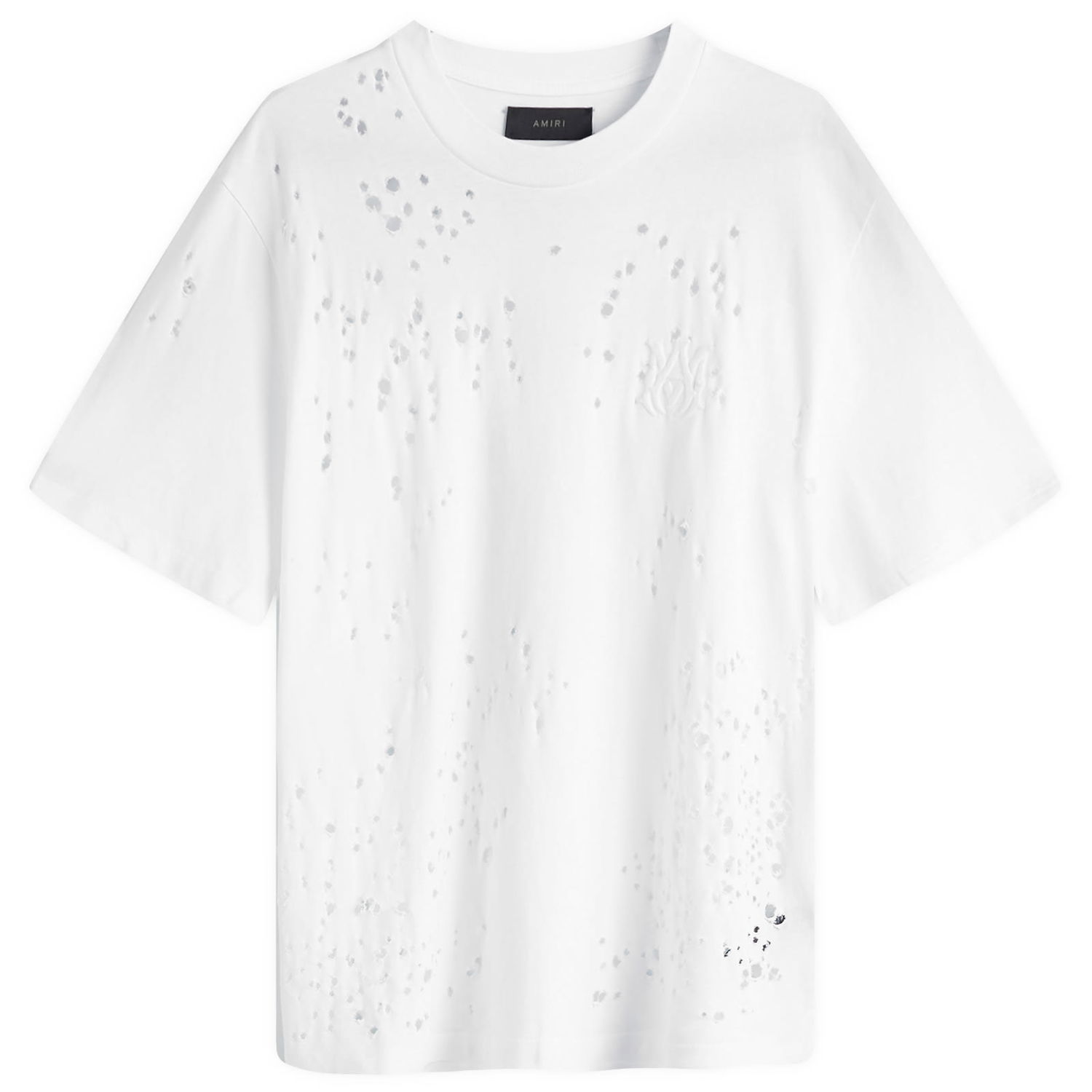 Тениска AMIRI Shotgun Embroidered Logo T-Shirt With Distressing Бяло | AMJYTE1059-100, 0