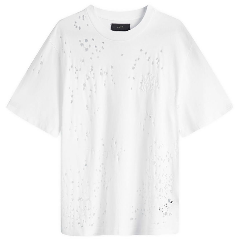 Тениска AMIRI Shotgun Embroidered Logo T-Shirt With Distressing Бяло | AMJYTE1059-100